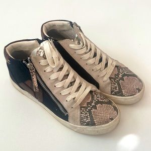 Dolce Vita Animal Print Black and White Zipper High Tops Sneakers Size 9.5
